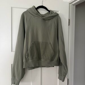 Olive Green Cropped Aerie Hoodie